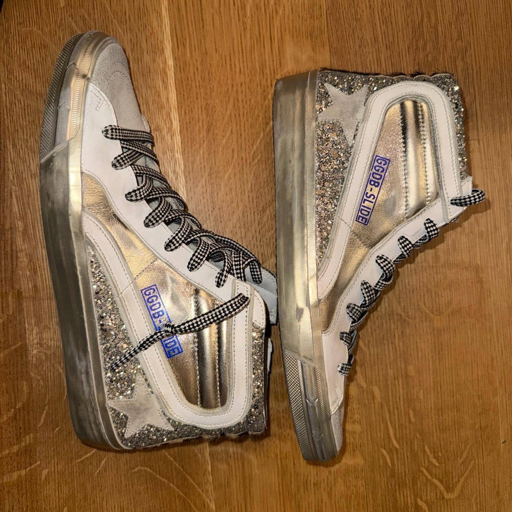 Golden Goose Women's High-Top Sneakers - Gold and Silver Glitter